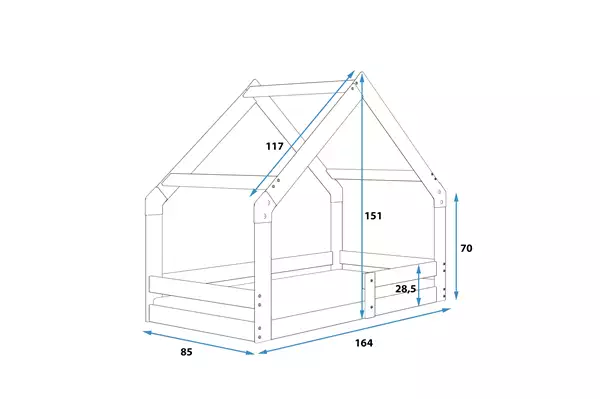 Letto singolo per bambini CASA 80X160 con materasso, legno naturale | Interbeds Rozmiar Letto singolo per bambini CASA 80X160 con materasso, legno naturale | Interbeds Rozmiar